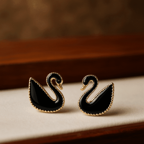 Midnight Swan Studs